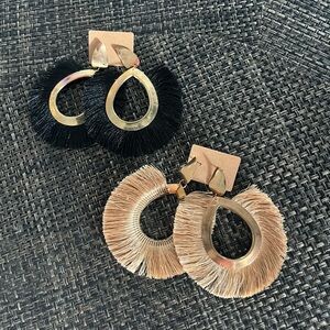 2 Pair Tassel Hoop Earrings